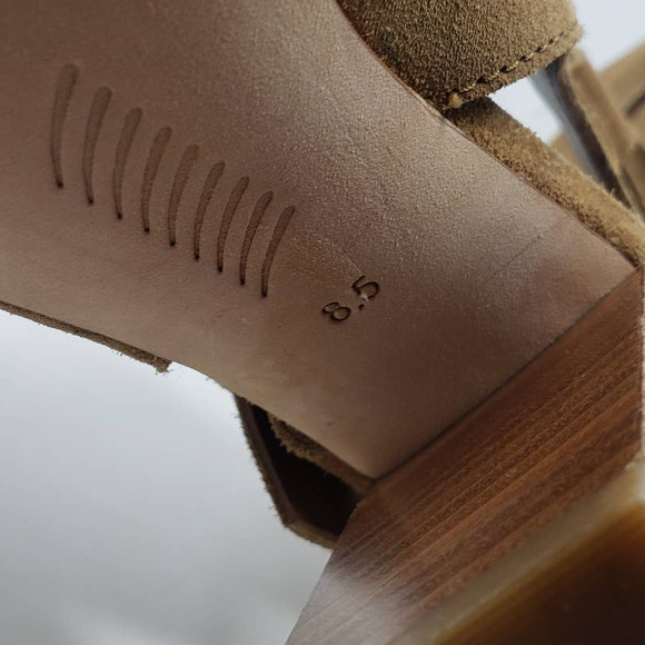 Paige Mimi Brown Suede Block Heel peep toe Sandal - Picture 4 of 9